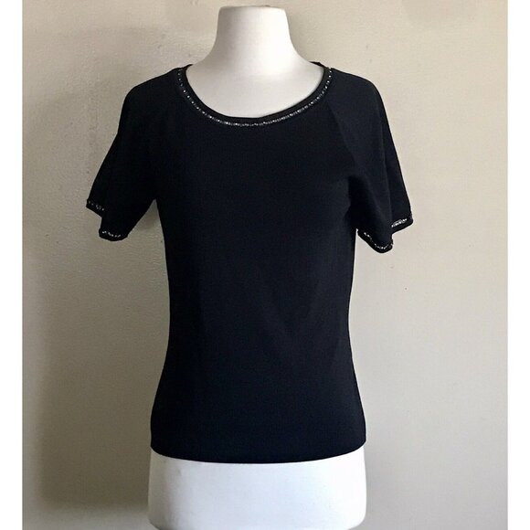 Vintage Pierri New‎ York Black Embellished Top Size XL - Picture 1 of 8